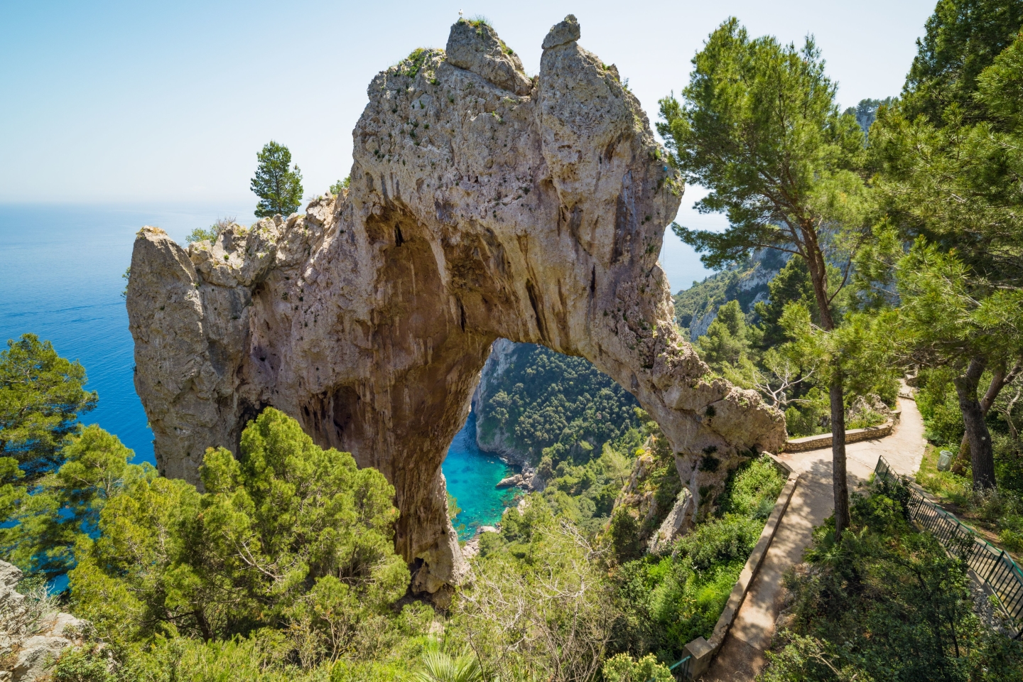 The Natural Arch of Capri, a majestic rock arch above the sea