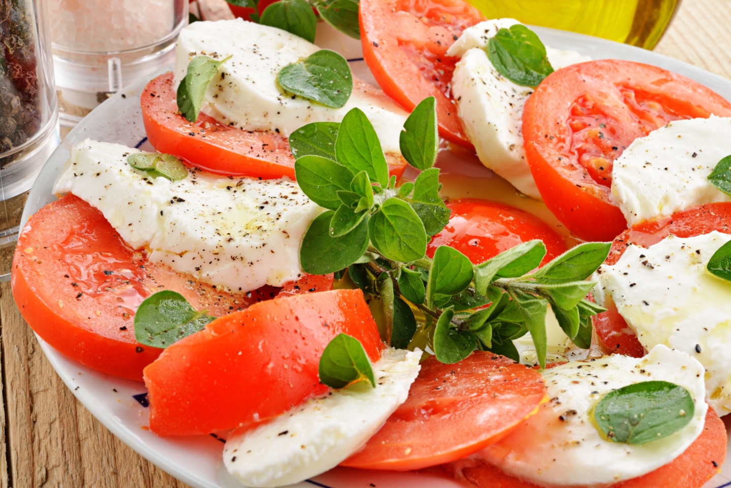 Caprese salad with tomato and mozzarella, a typical dish of the island of Capri