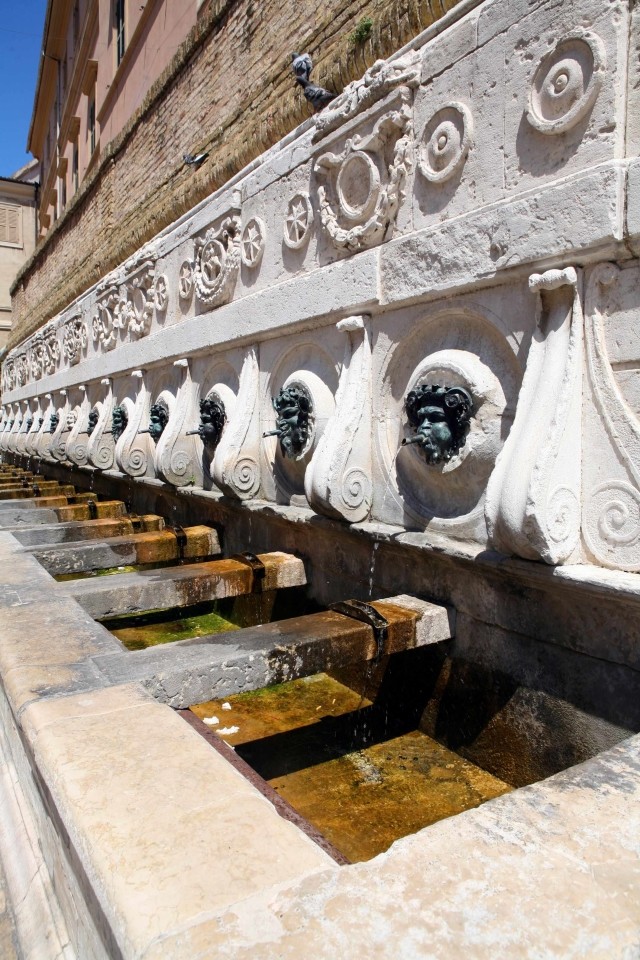Detail of the historic stone fountains at the Ancient Spas of Castellammare di Stabia