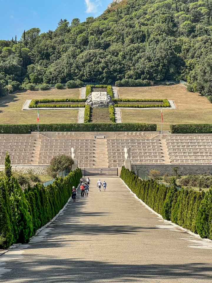 The Cassino Commonwealth War Cemetery, with its rows of white headstones for the fallen of the Second World War