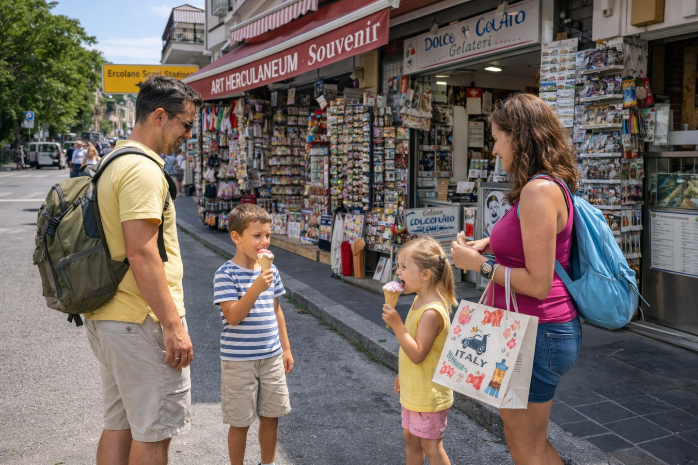 Exploring Herculaneum together, as a family
