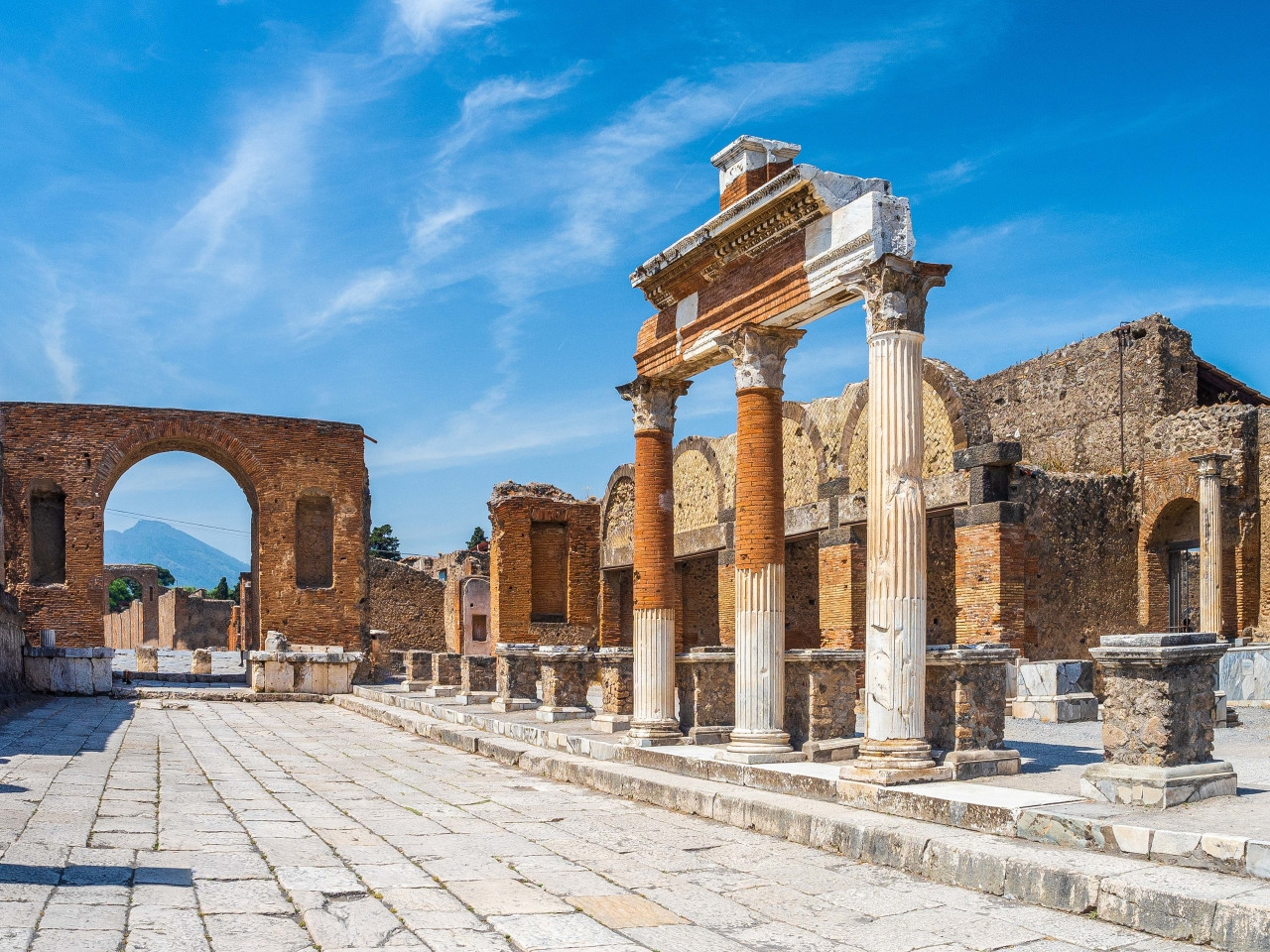 Roman temple ruins with arches