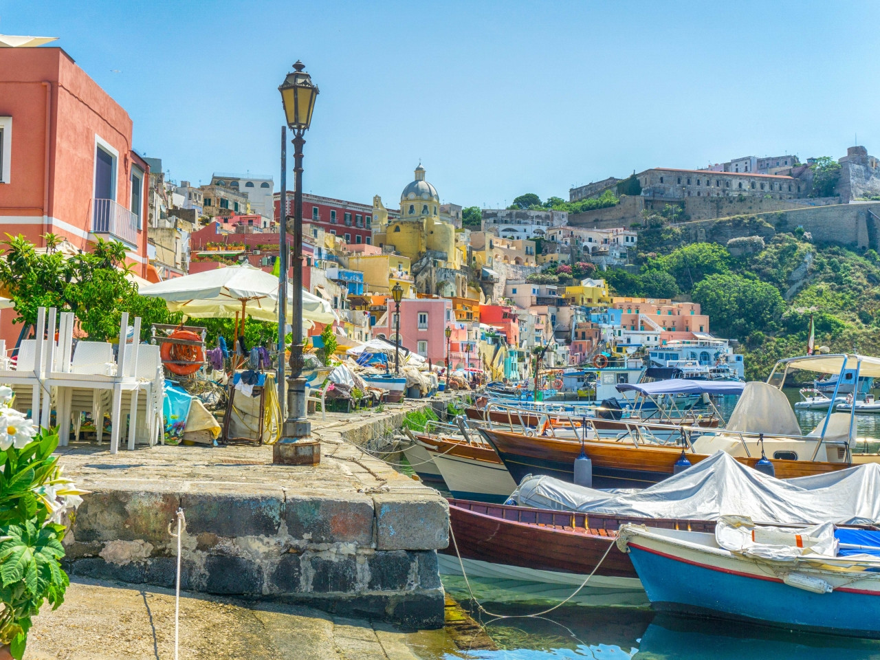 Procida's colourful Marina Corricella harbour