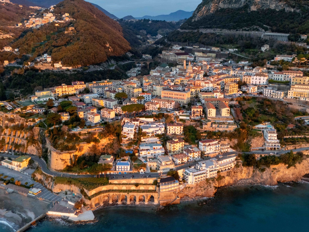 Vietri sul Mare and the Amalfi coastline seen from above