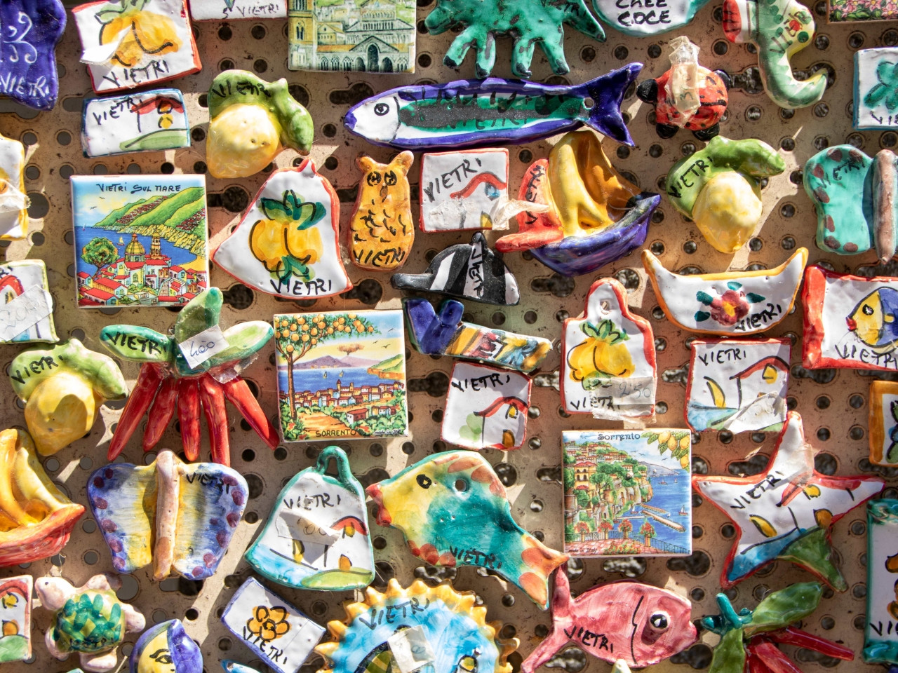 Hand-painted ceramic souvenirs and crafts in Vietri sul Mare