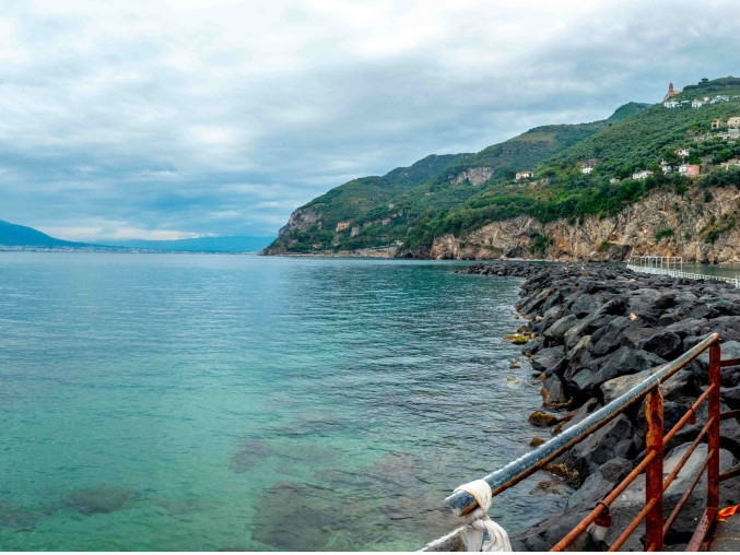 The beach of Seiano and the cliffs of Vico Equense by the sea