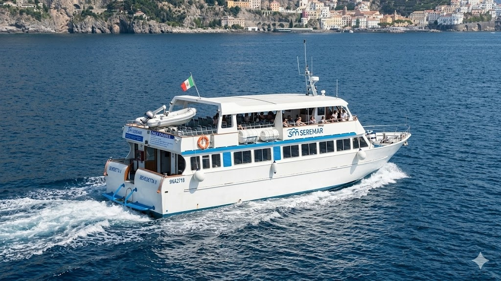 Una motonave Seremar in navigazione lungo la costa