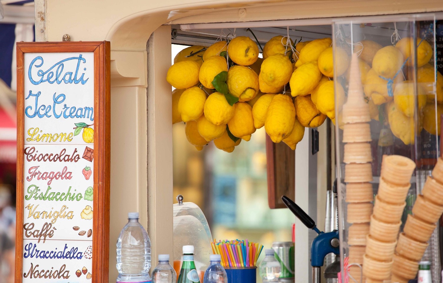 Gelato Stand with Fresh Lemons