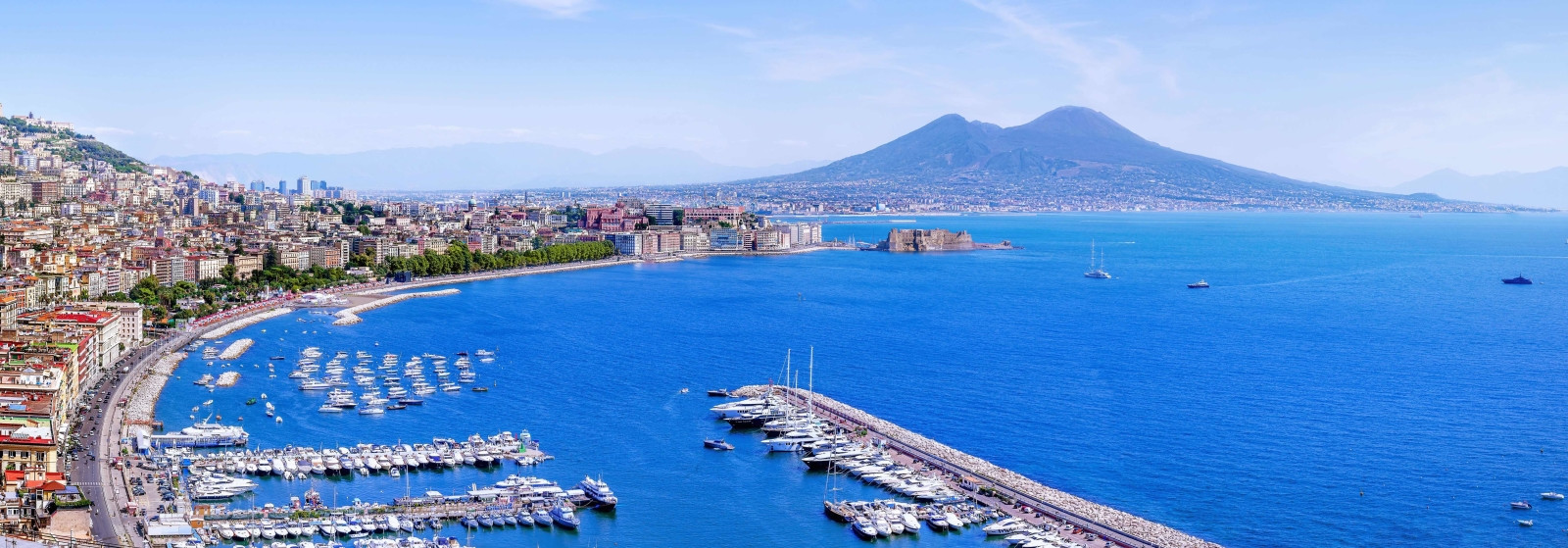 Panoramic view of Naples historic centre and Gulf of Naples