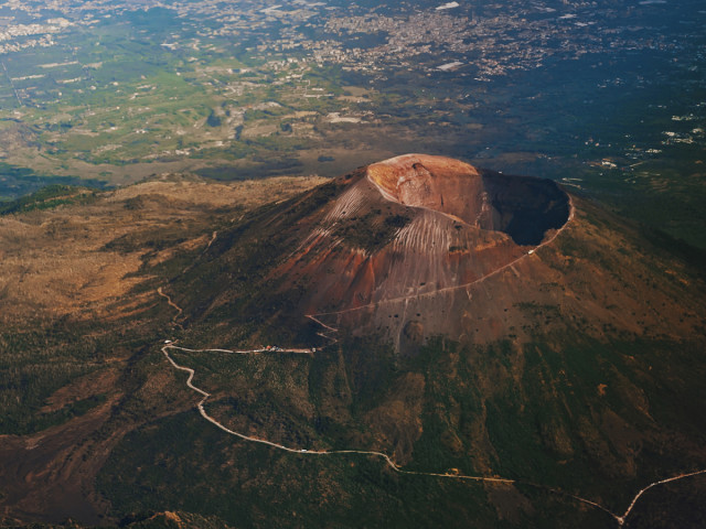 Panoramic view of Mount Vesuvius over the Bay of Naples